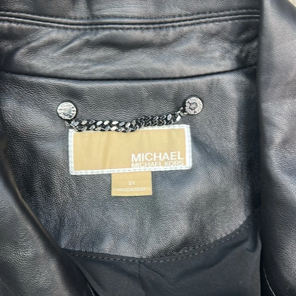 MICHAEL Michael Kors Petite Asymmetric Leather Moto Coat
